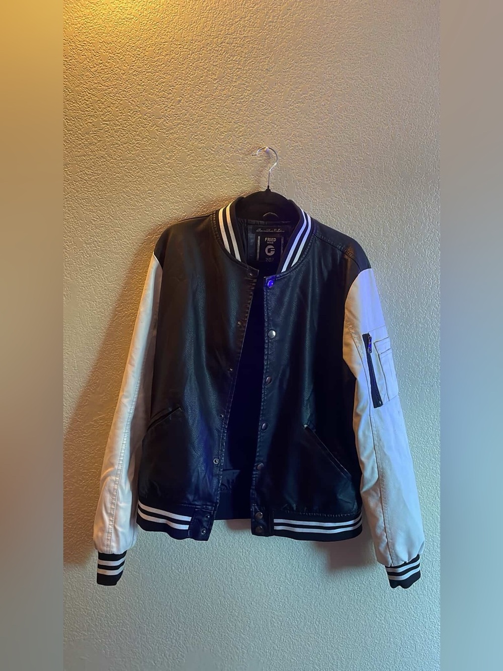 Fried Denim Black & White Varsity Bomber Jacket